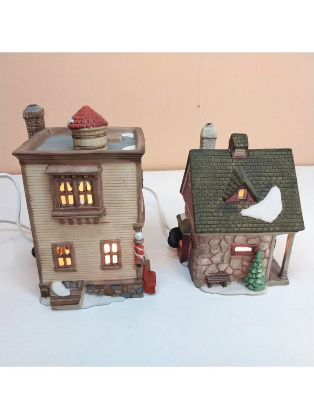 Department 56 New England Village Bens Barber Shop 5939-0 & Otis Hayes Butcher